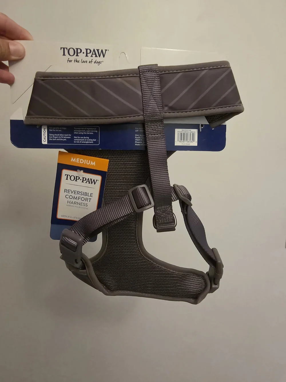 Top Paw Reversible Comfort Harness - Gray with Subtle Stripe